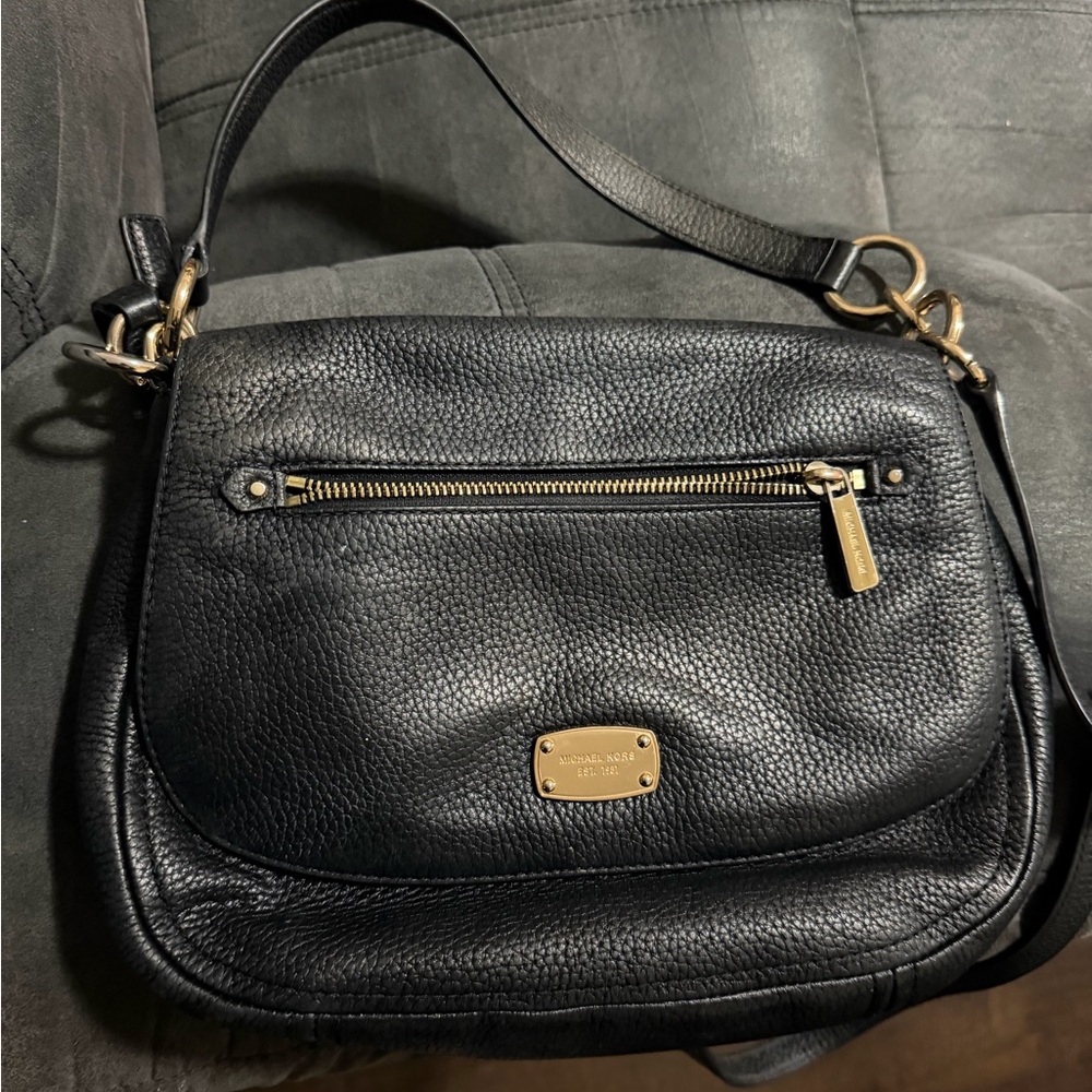 Michael Kors Black Pebbled Leather Cross Body Bag - used good condition
